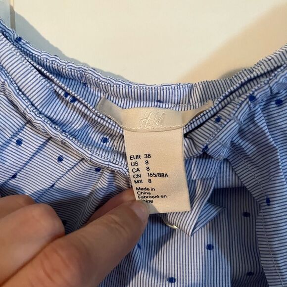 H&M Off The Shoulder Blue Dress Midi Medium - Picture 3 of 5